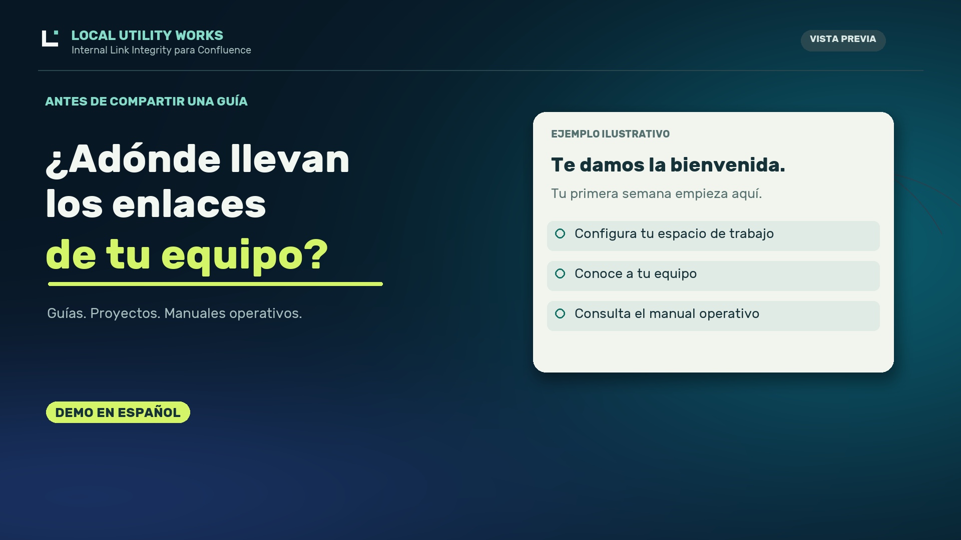 Vista previa de LUW: revisión de enlaces internos en Confluence